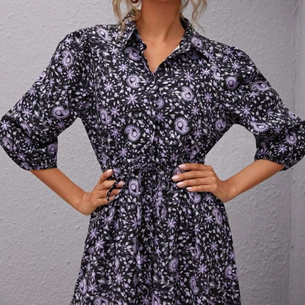NEW Drawstring Shirt Dress - Picture 5 of 7